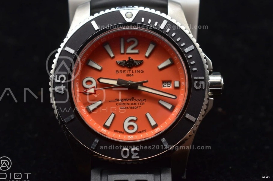 Bezel Orange Dial Superocean Automatic 44 TF A2824 Black Edition Rubber On Strap Best 1:1 Black 0511